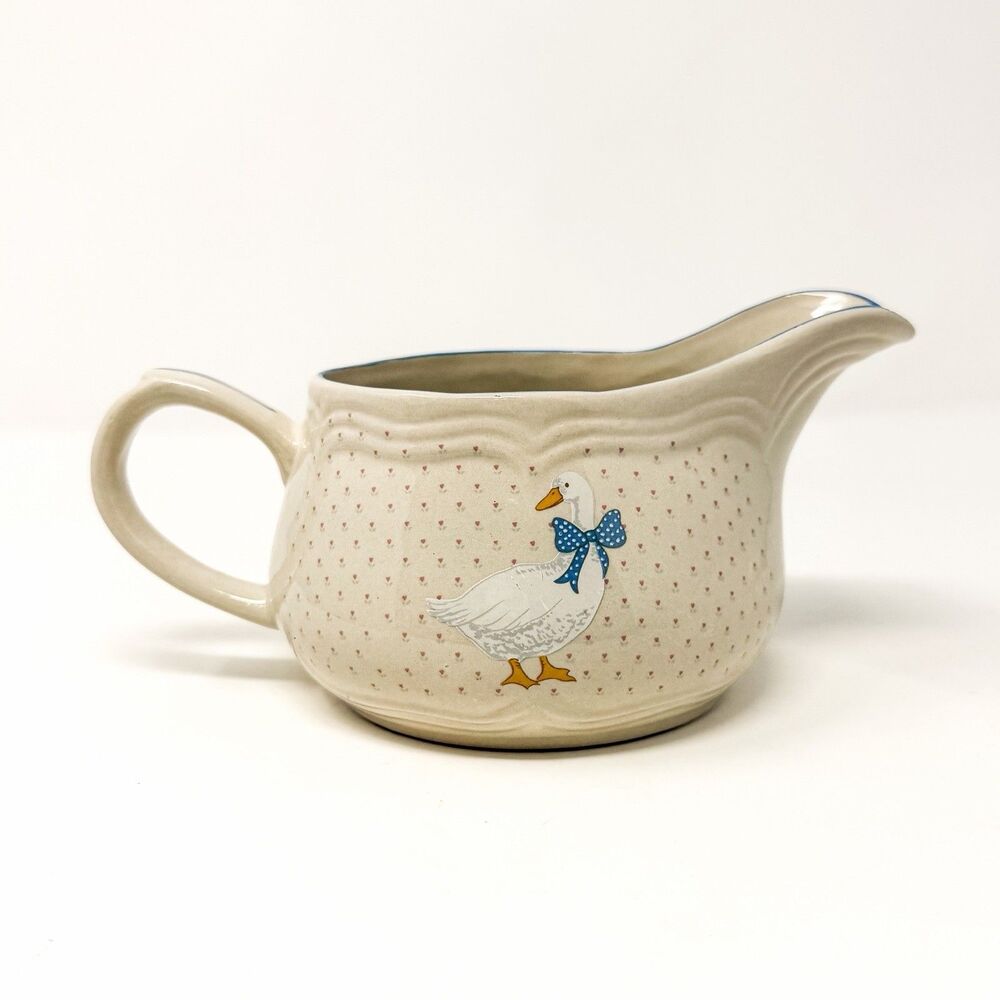 Aunt Rhody Vintage Tianshan Goose Gravy Boat stoneware Farmhouse Cottagecore
